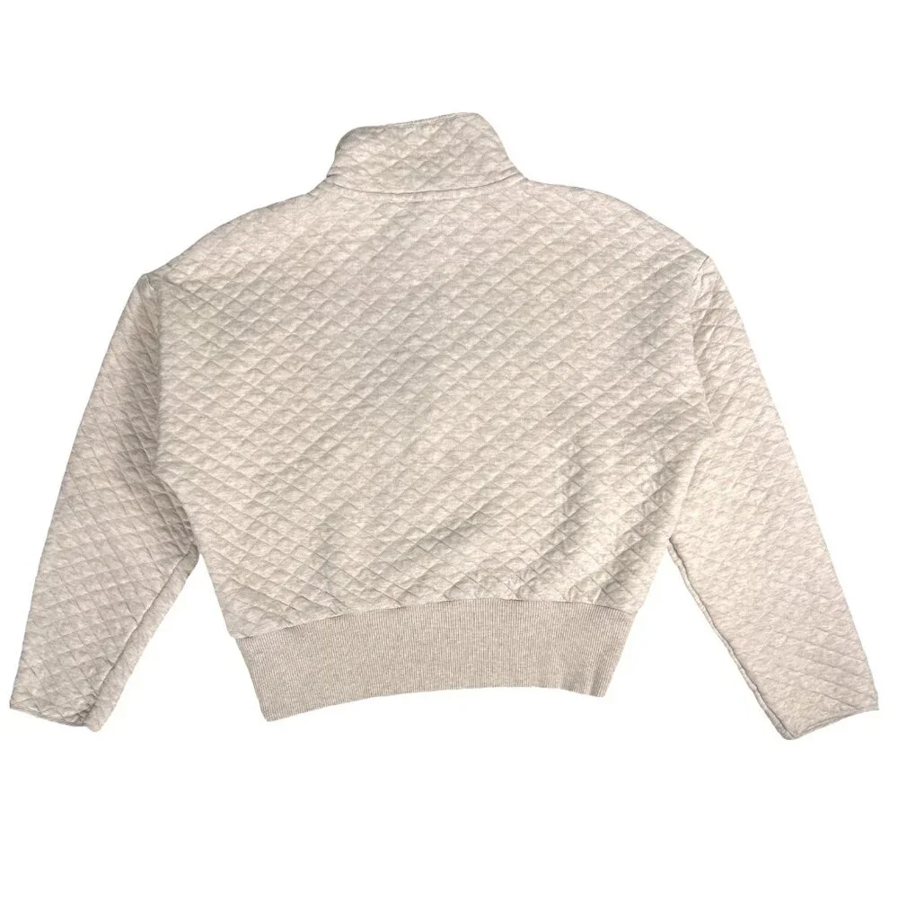 Quilted Quarter Zip Sweatshirt Banana Republic Factory Oatmeal Heather - Picture 6 of 14